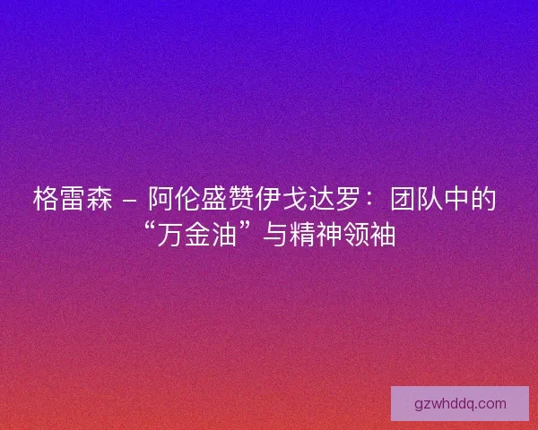 格雷森 - 阿伦盛赞伊戈达罗：团队中的 “万金油” 与精神领袖