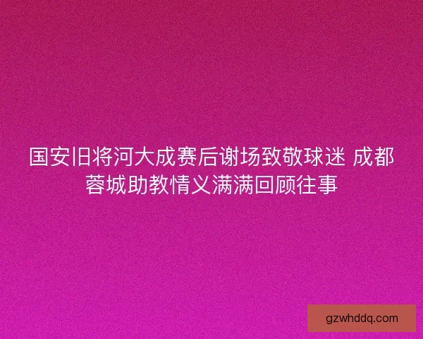 国安旧将河大成赛后谢场致敬球迷 成都蓉城助教情义满满回顾往事 国安旧将河大成赛后谢场致敬球迷 成都蓉城助教情义满满回顾往事