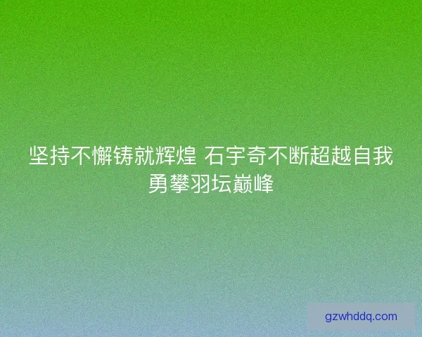 坚持不懈铸就辉煌 石宇奇不断超越自我勇攀羽坛巅峰