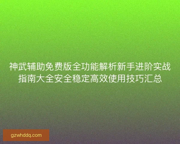 神武辅助免费版全功能解析新手进阶实战指南大全安全稳定高效使用技巧汇总 神武辅助免费版全功能解析新手进阶实战指南大全安全稳定高效使用技巧汇总